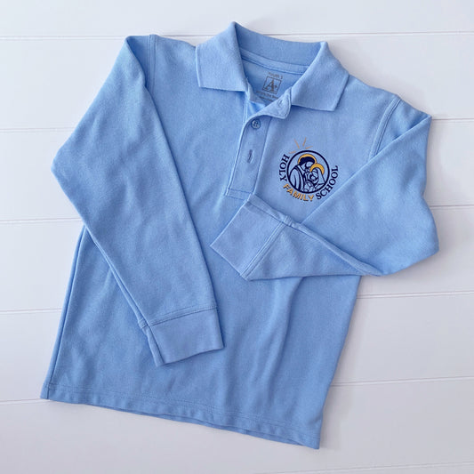 Boys Long Sleeve Blue Polo