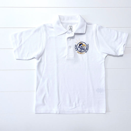 Girls White Short Sleeve Polo