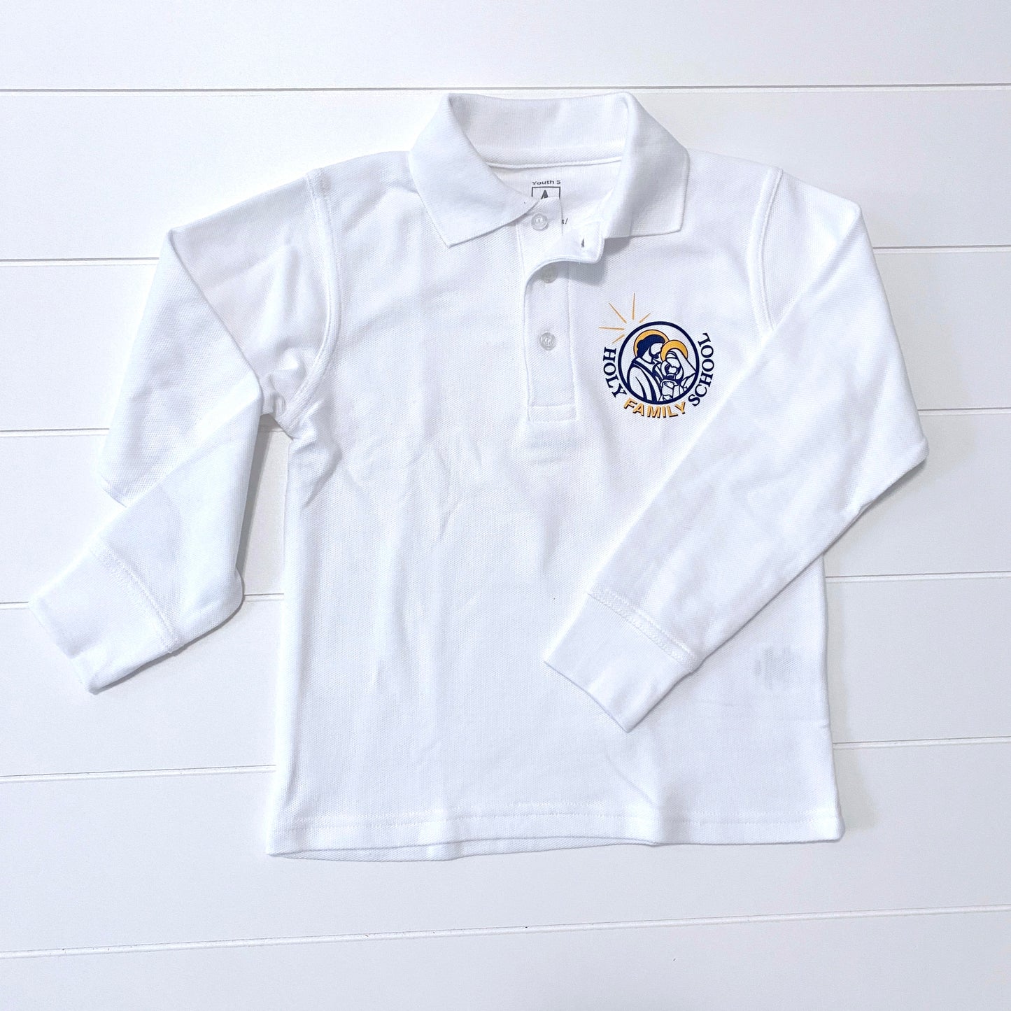 Girls White Long Sleeve Polo